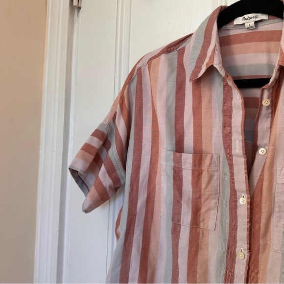 Madewell Flannel Courier Shirt in Sunrise Stripe - Picture 5 of 10